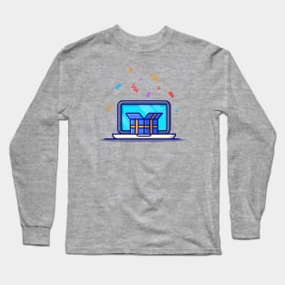 Laptop With Gift Box Long Sleeve T-Shirt